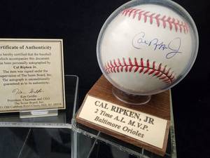 lot 45 image: Cal Ripken Jr Autographed Baseball with COA