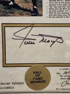 lot 63 image: Certified Authentic Willie Mays Autograph