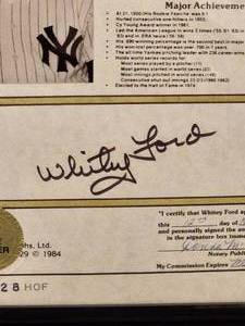 lot 65 image: Certified Authentic Whitey Ford Autograph