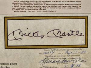 lot 71 image: Certified Authentic Mickey Mantle Autograph