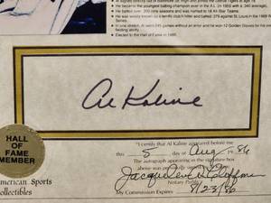 lot 73 image: Certified Authentic Al Kaline Autograph
