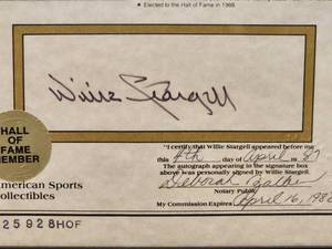 lot 88 image: Certified Authentic Willie Stargell Autograph