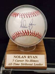 lot 87 image: Nolan Ryan Autographed Baseball with COA