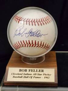 lot 99 image: Bob Feller Autographed Baseball with COA