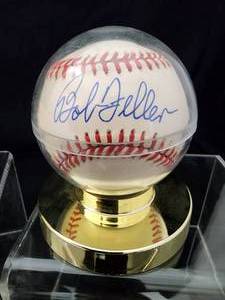 lot 100 image: Bob Feller Autographed Baseball with COA