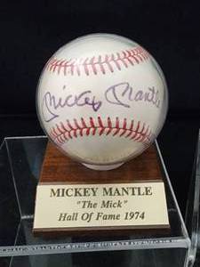 lot 109 image: Mickey Mantle Autographed Baseball with COA