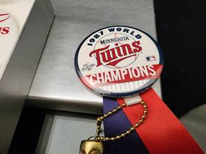 lot 111 image: (2) 1987 Minnesota Twins World Series Championship Pins