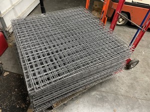 lot 5 image: Lot of Steel  Metal Pallet Rack Racking Deck Grid - Approximately 40 Wire Units - 48x48
