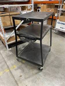 lot 31 image: 3-Shelf Heavy Duty Industrial Warehouse Utility Cart - Bretford - w Electrical Power