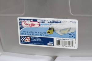 lot 51 image: Lot of Ten (10) - Sterilite 6 Quart Storage Bin  Box  Tub - Model 1642 - with Tops