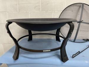 lot 55 image: Hampton Bay Ashcraft 30 Steel  Wood Burning Round Fire Pit with Lid