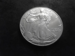 2001 US American Silver Eagle 1 OZ. .99 Fine MS From Unc. Roll