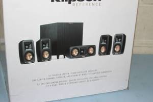 lot 1 image: Klipsch Reference Theater Pack 5.1 Audio Speaker Surround Sound System - New  Open Box