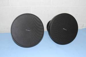 lot 133 image: PAIR of Crestron SAROS PD6T-B-T Pro Audio 2-Way Pendant  Hanging Loudspeakers  Speakers