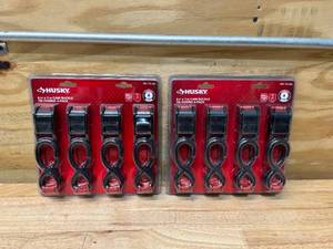 lot 23 image: HUSKY Lot of 2- 6 ft. x 1 in. Cam Buckle Tie-Down Straps with S Hook (4 Per Pack)