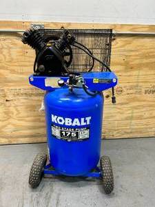 lot 52 image: KOBALT 30- Gallon Two Stage Portable Corded Electric Vertical Air Compressor- Updated