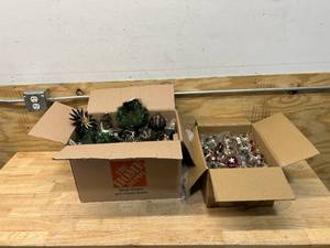 lot 112 image: 2 Boxes of HolidayChristmas Decorations