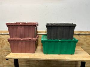 lot 115 image: Lot of 4- Plastic Storage Bins
