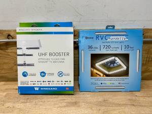 lot 99 image: WINEGARD WINGMAN UHF Booster with HENGS RV LED Chandelier
