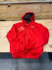 lot 103 image: MILWAUKEE Mens 2X-Large M12 12-Volt Lithium-Ion Cordless Red Heated Hoodie (Incomplete)