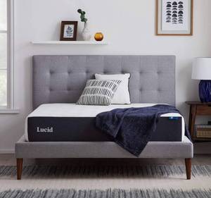 lot 8 image: LUCID 10 Inch Memory Foam Plush  Gel Infusion- Hypoallergenic Bamboo Charcoal- Full Size Mattress