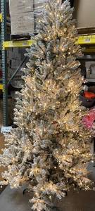 lot 137 image: HOME ACCENTS HOLIDAY 7.5 ft. Starry Light Fraser Fir Flocked LED Pre Lit Artificial Christmas Tree with 1500 Color Changing Lights