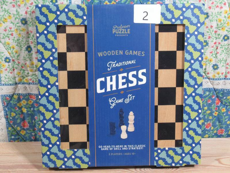 lot 12 image: Chess Game Professor Puzzle Traditional Wooden Set