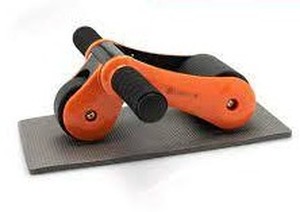 lot 51 image: LiveFit Non-Slip Portable Fitness Ab Roller w Knee Pad, BLUE