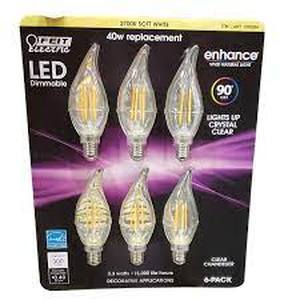 lot 39 image: 18 Bulbs - Feit Electric Led Chandelier Bulbs 40W 6 Pack Soft White, 6 Count- 3 packs