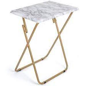 lot 162 image: True Living Range Folding Tray Table - GoldMarble  4 Folding Tray Tables