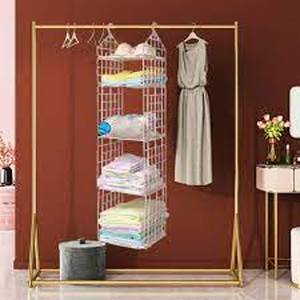 lot 164 image: 5 Shelf Plastic Hanging Closet Organizer Space Saver