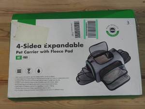 lot 3 image: Minthouz Four-sided Expandable Pet Carrier - Airline Approved Dog Carrier with Safety Leash and Shoulder Strap, Collapsible Puppy Carrier with Self-lock Zipper, Removable Fleece Pad and Pocket