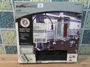 lot 8 image: TrafficMaster Black with Blue Flecks 18 in. x 18 in. x 0.3 in. Rubber Gym Floor Tiles (6 TilesPack) (14.32 sq. ft.)