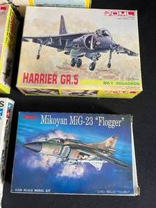 Lot of 5 Model Kits MiG-23, AV-8B, Military Miniatures and More