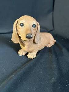 Sanicast Dachschund Dog Sculpture Artist Signature on Bottom
