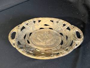 Music Box Carved Wooden Pedestal Bowl