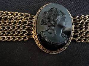 Antique Victorian Style Bracelet with Pendant and Pin