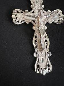 Large Silver Colored Jesus on Cross Pendant