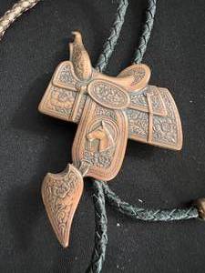 Pair of 2 Bolo Ties Cowboy Hat and Saddle
