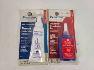 lot 74 image: (2) NOS - Permatex Thread Lockers (1.22oz & 1.69oz ) - Large Diameter and High Performance