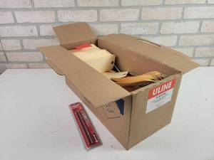 lot 379 image: Partial Case of ULINE Prewired Manilla Tags - 6-14 x 3-18 - Part No. S-932PW  (2) Milwaukee 316 Masonry Drill Bits