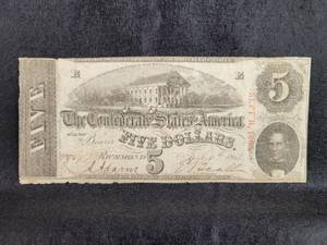 1863 Confederate States of America $5.00 Bill