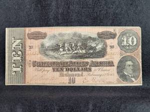1864 Confederate States of America $10.00 Bill