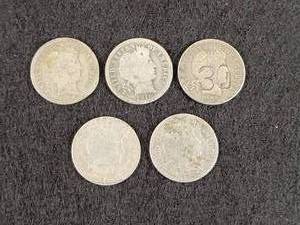 (5) Barber Dimes - 90% Silver