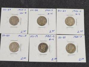 (6) Mercury Dimes - 90% Silver
