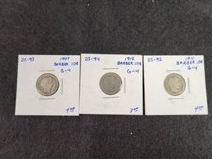 (3) Barber Dimes - 90% Silver