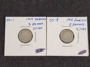 1912 & 1919 British Threepences - 92.5% Silver