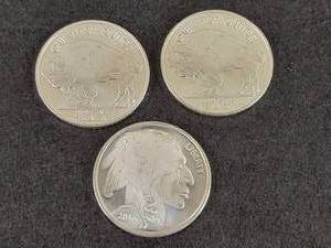 (3) 1oz .999 Fine Silver Buffalo  Indian Head Rounds