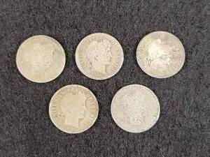 (5) Barber Dimes - 90% Silver