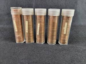 (5) Rolls of 50 1969-S BU Lincoln Cents